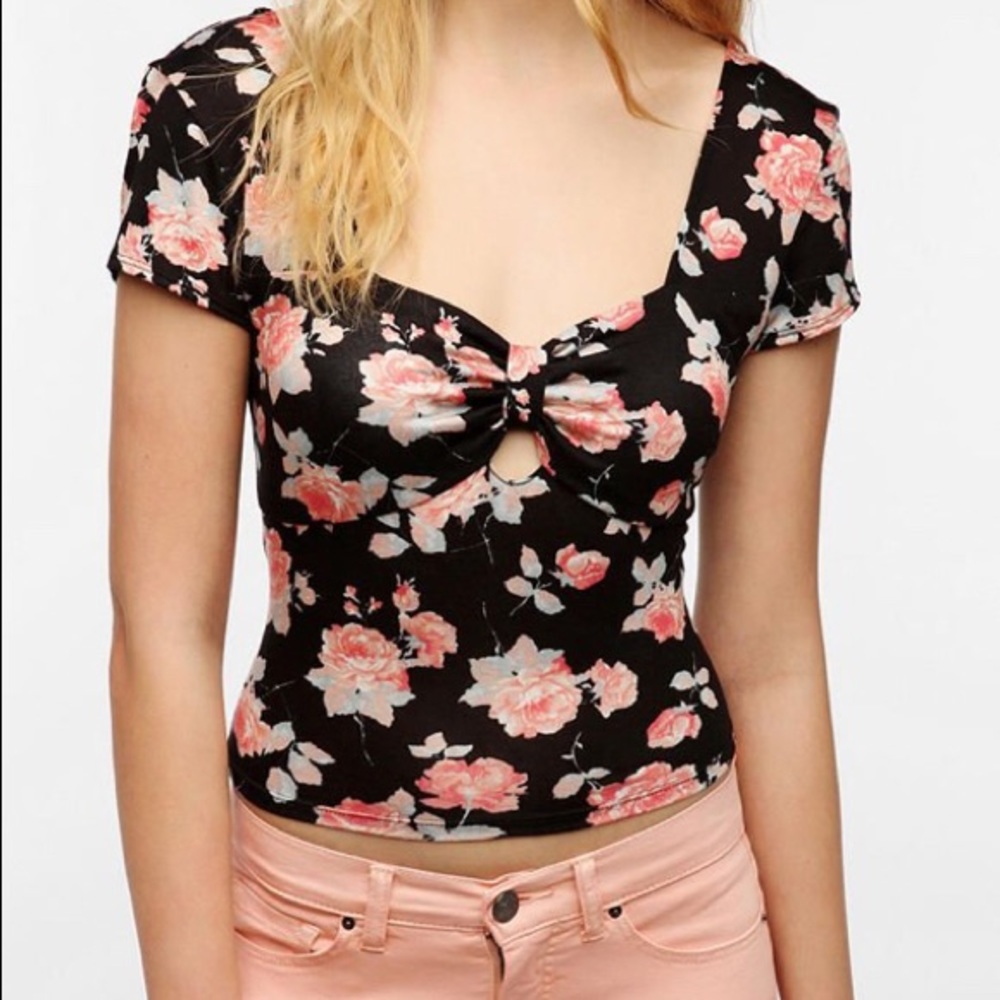 Urban outfitters floral peak a boo crop top